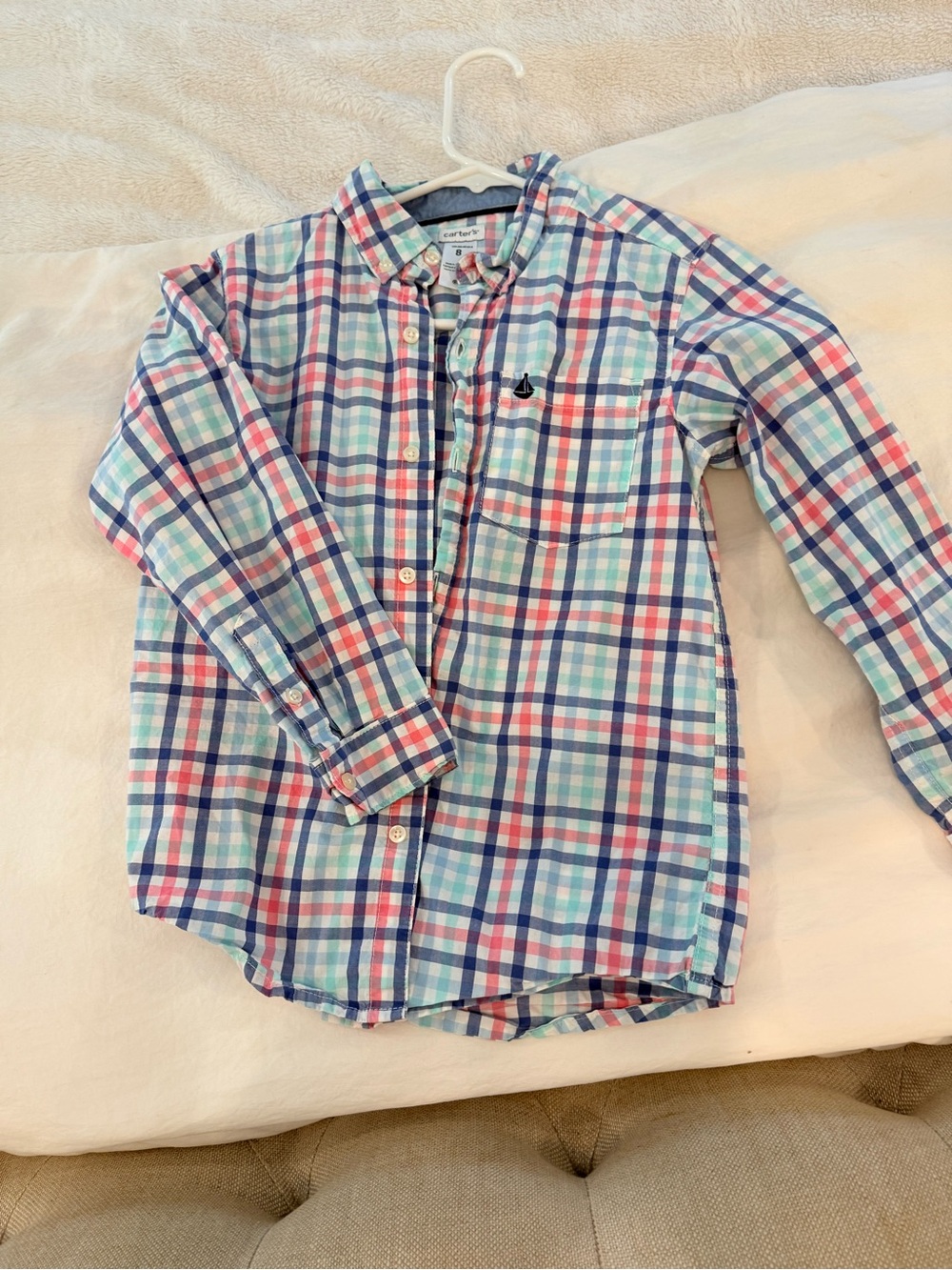 Carter's Plaid Button-Down Shirt in Blue, Pink & Green